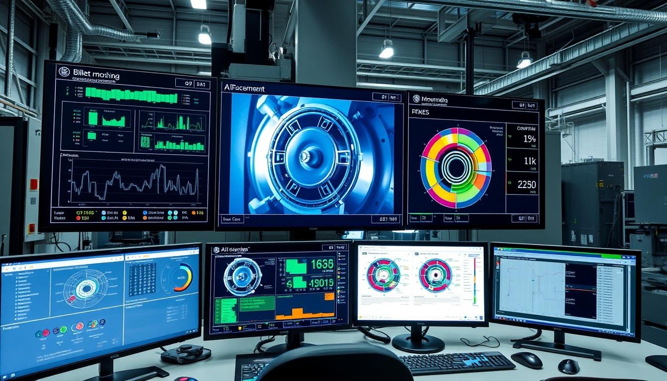 AI-powered monitoring system for billet machining showing real-time process optimization AI-powered monitoring system for billet machining showing real-time process optimization
