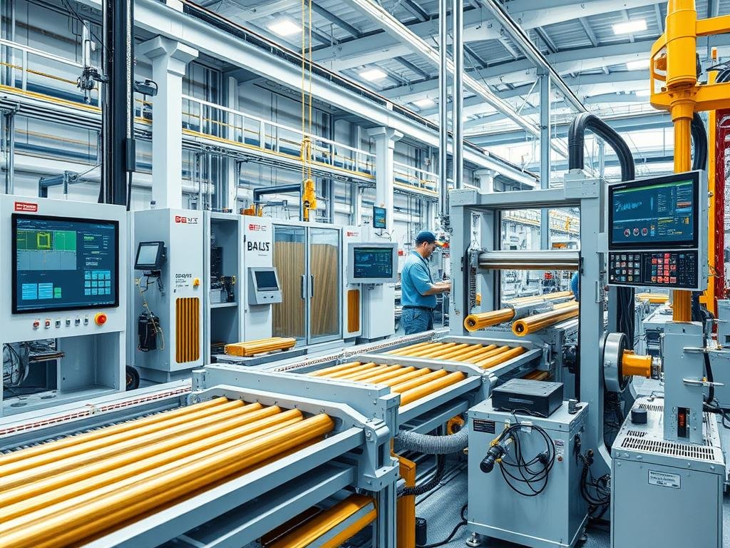 Advanced brass extrusion technology showing computer-controlled precision manufacturing with digital monitoring systems - https://maikongforge.us Advanced brass extrusion technology showing computer-controlled precision manufacturing with digital monitoring systems - https://maikongforge.us