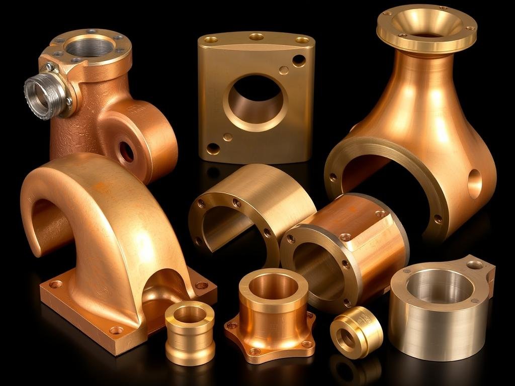 Aluminum bronze forged components showing distinctive coloration and finish