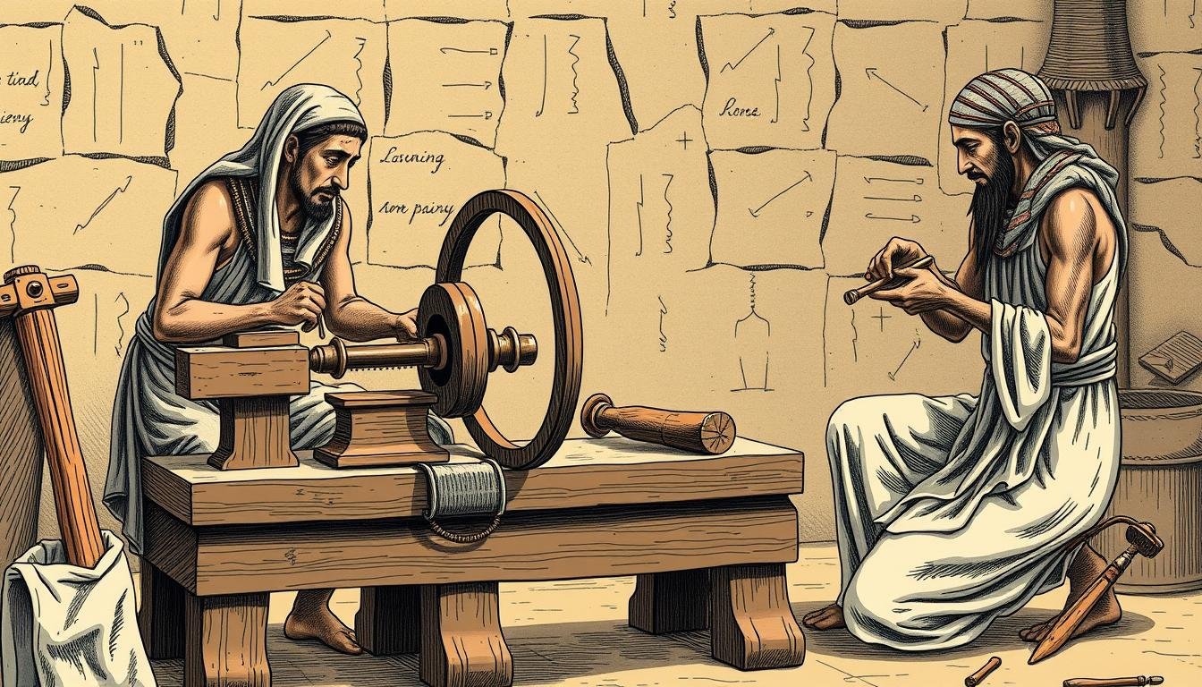 Ancient Egyptian lathe used in early machining history