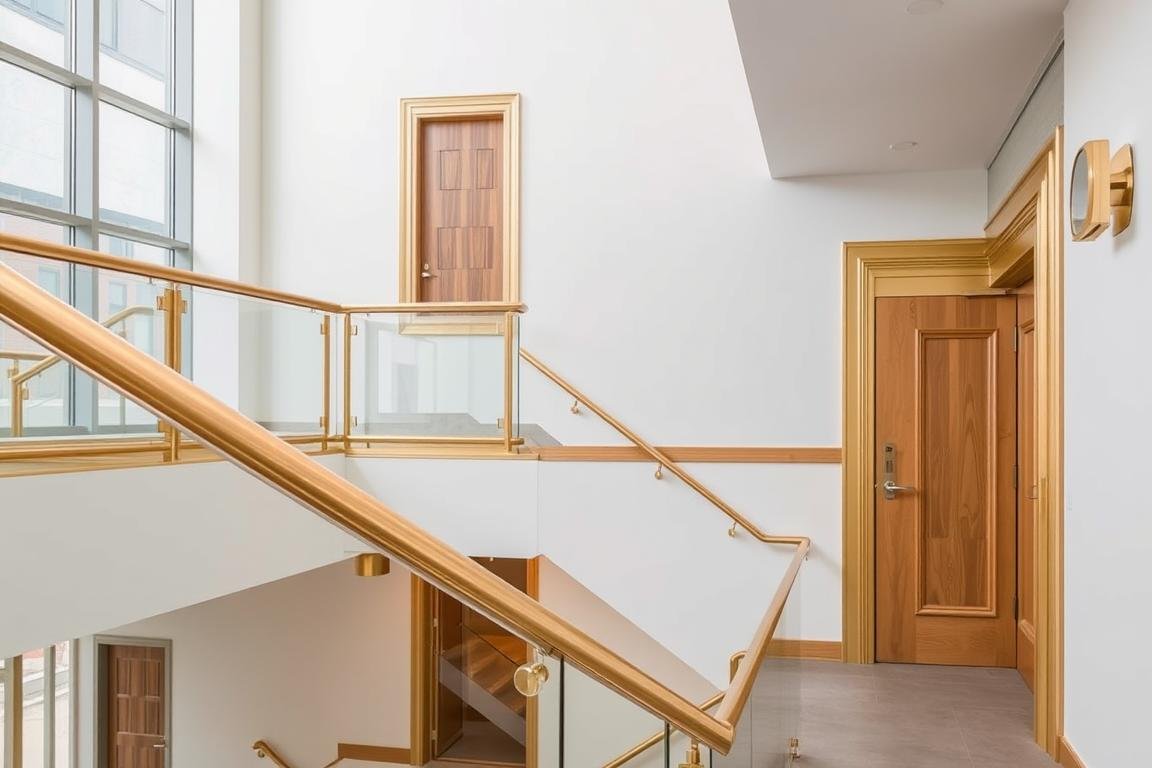 Architectural brass extrusions used in building design elements