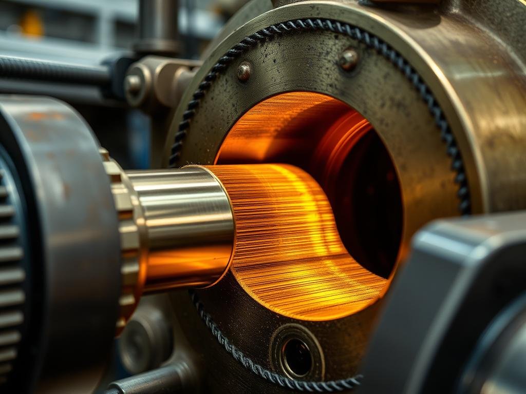 Brass extrusion and forging process showing grain flow direction