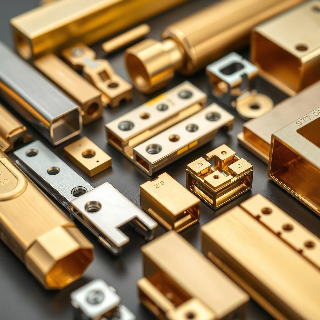 Brass extrusion electrical components including connectors and terminals