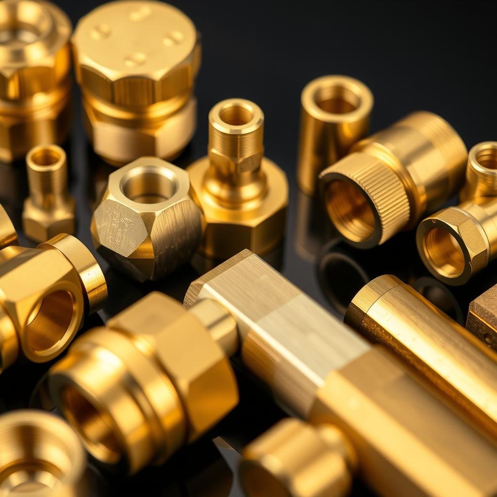 Brass forged parts showing the golden finish characteristic of brass components
