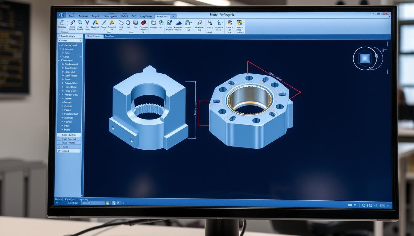 CAD/CAM software being used to design a metal forging die