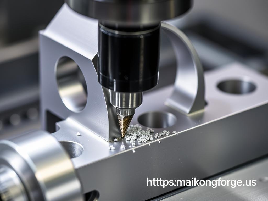 CNC machining of aluminum forged part at MAIKONG facility