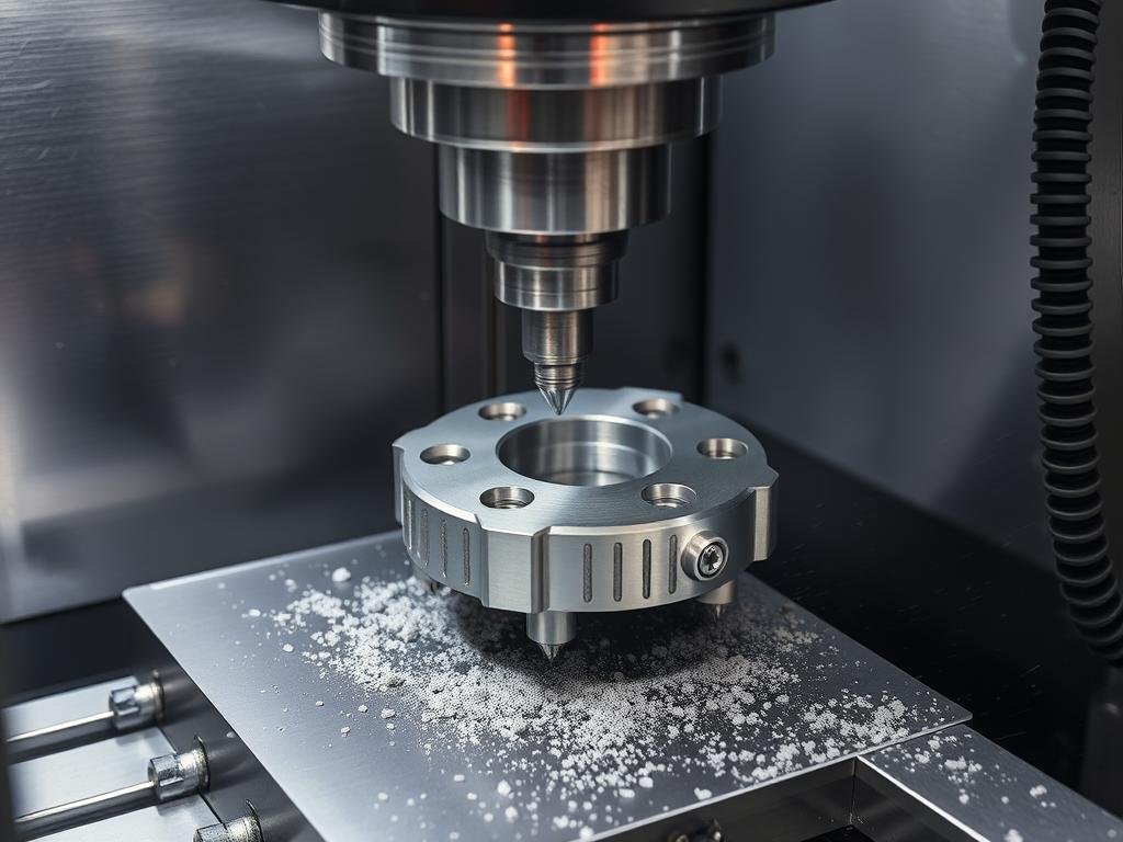 CNC milling operation on a forged aluminum center CNC milling operation on a forged aluminum center