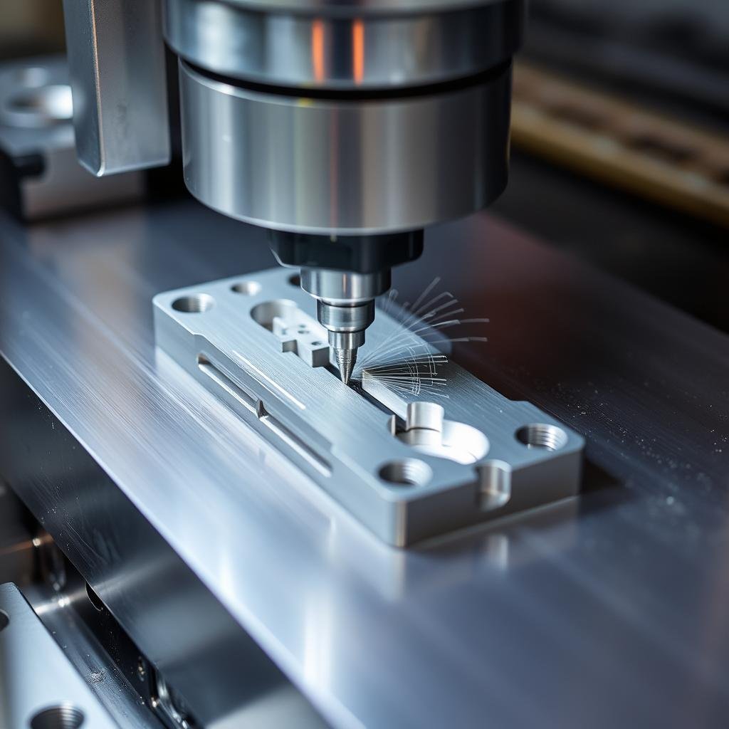 CNC milling operation on aluminum billet