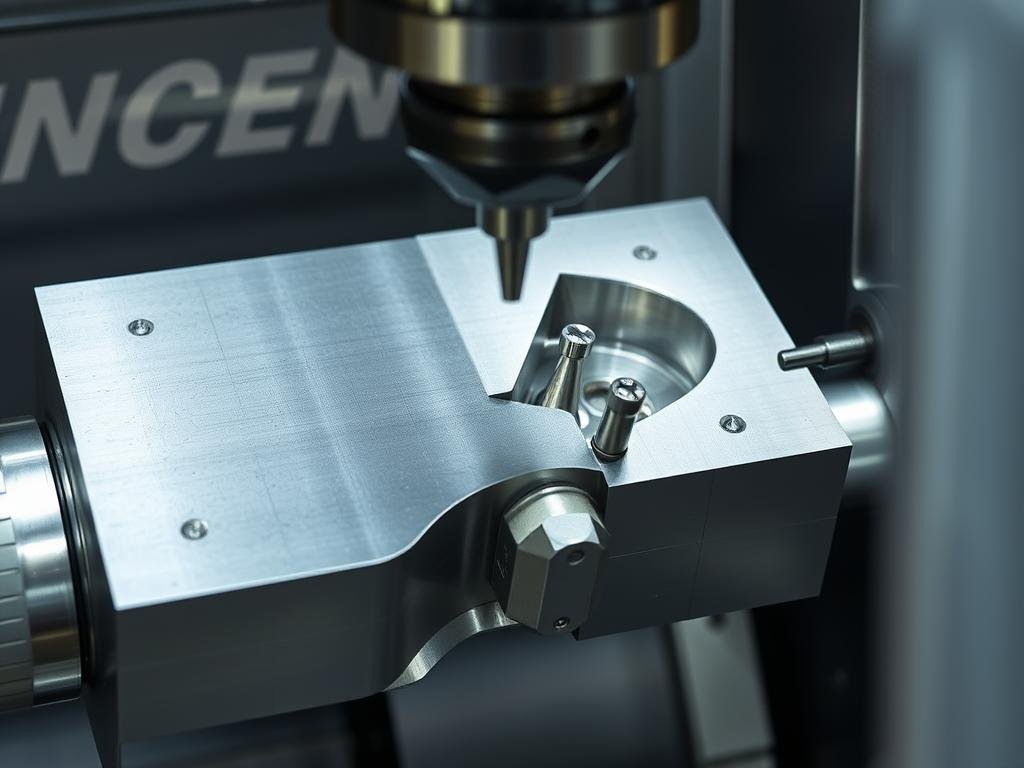 CNC milling operation on metal billet