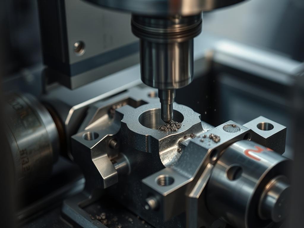 CNC milling process on forged metal component