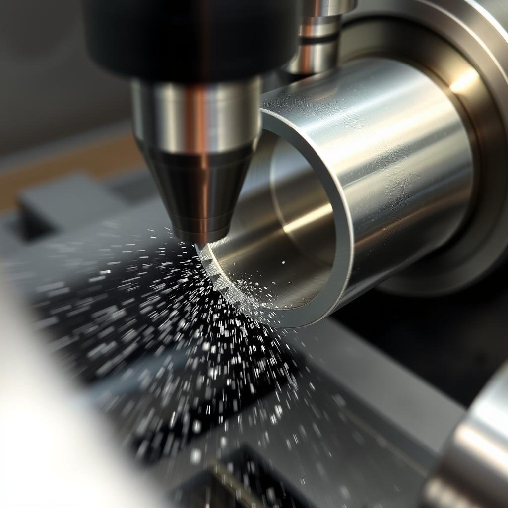 CNC turning operation on aluminum forged component