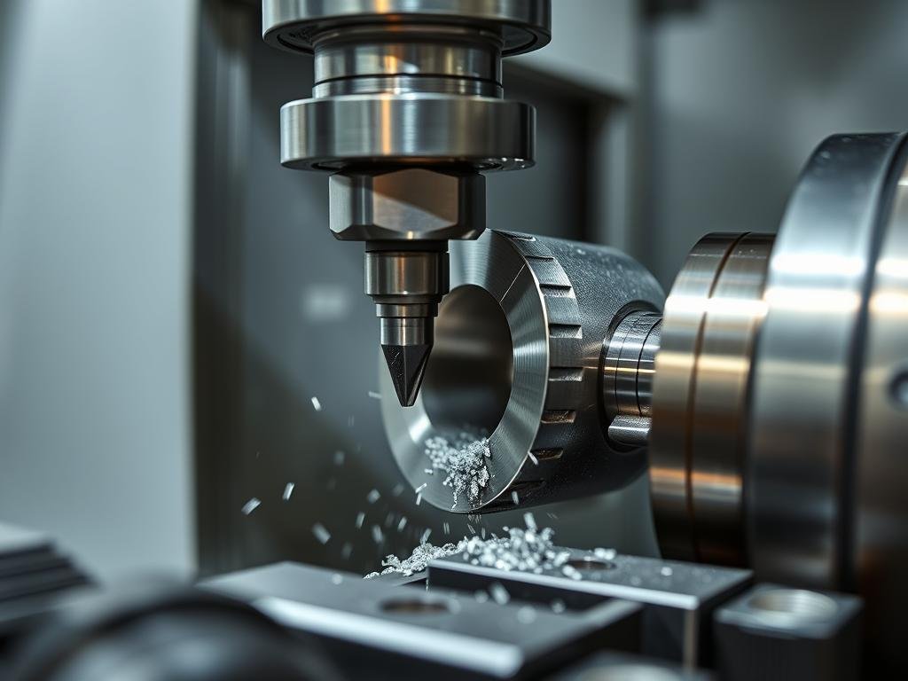 CNC turning operation on forged aluminum component at MAIKONG