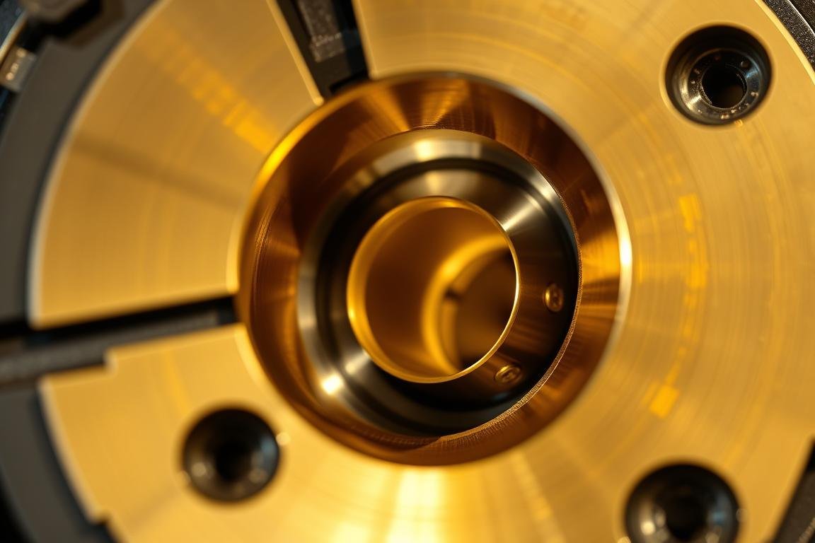 Close-up of precision brass extrusion die showing intricate design and high-quality surface finish - https://maikongforge.us Close-up of precision brass extrusion die showing intricate design and high-quality surface finish - https://maikongforge.us