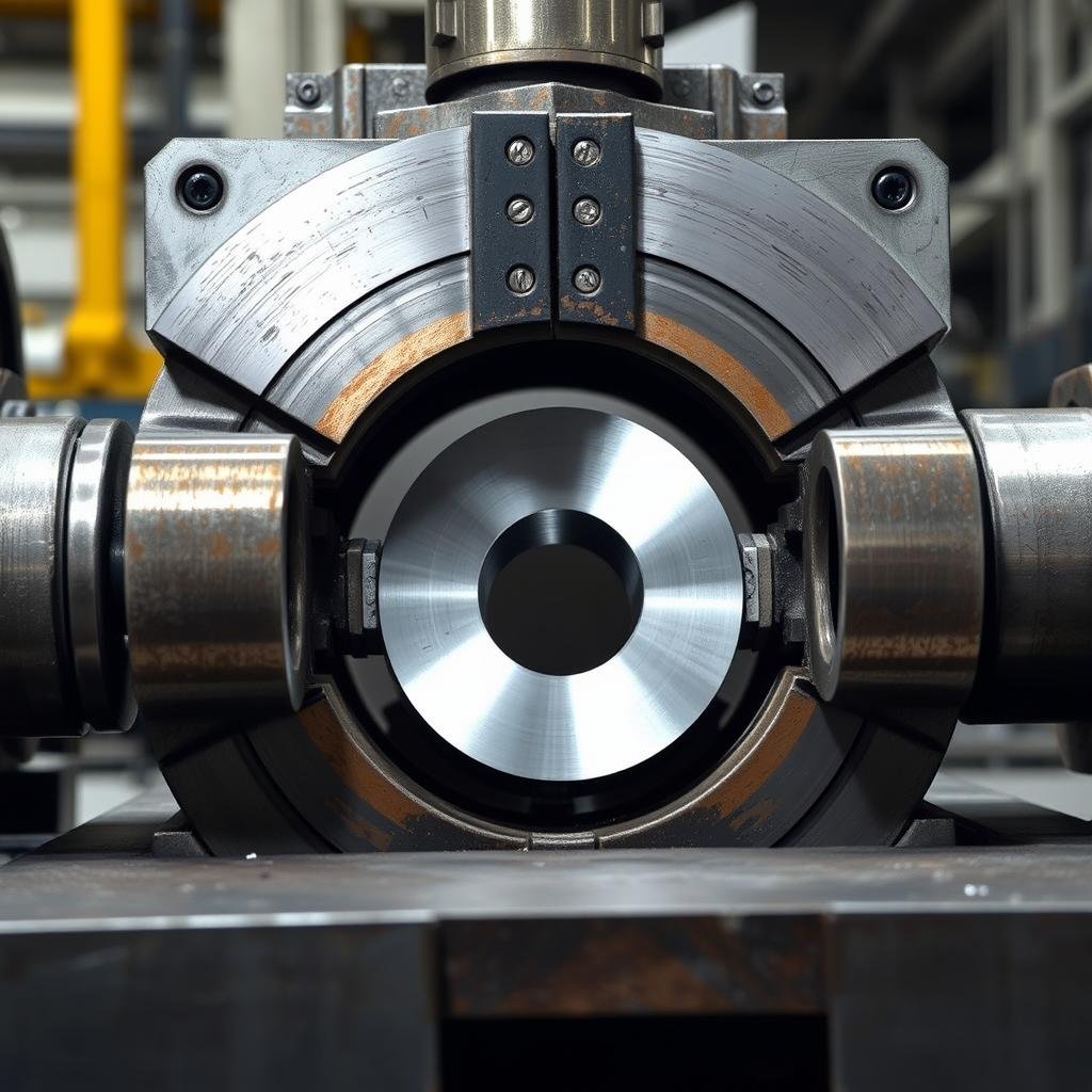 Closed die forging process showing die halves