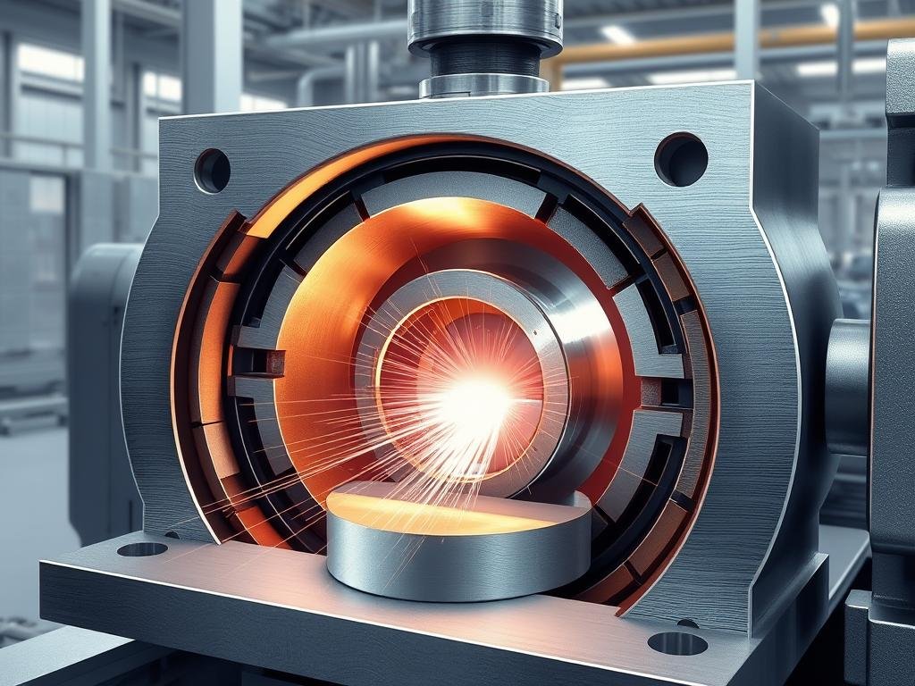 Closed die forging process showing metal confined within shaped dies