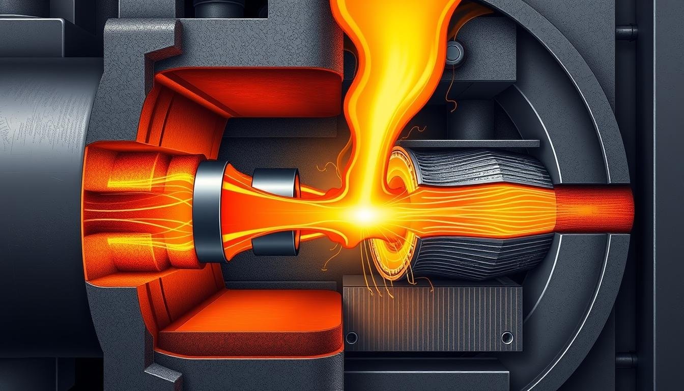 Closed die forging process showing the basics of forging dies in action
