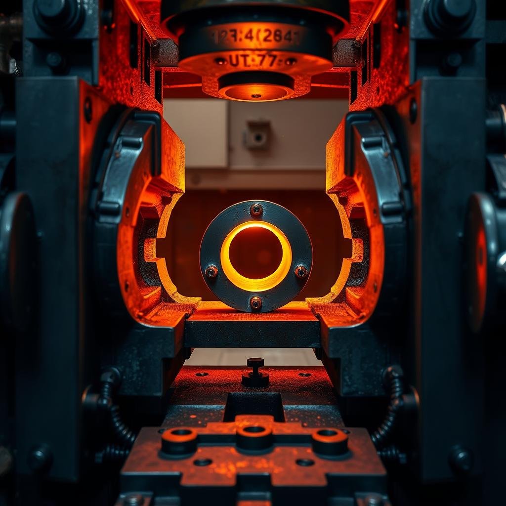 Closed die forging with metal enclosed between shaped dies