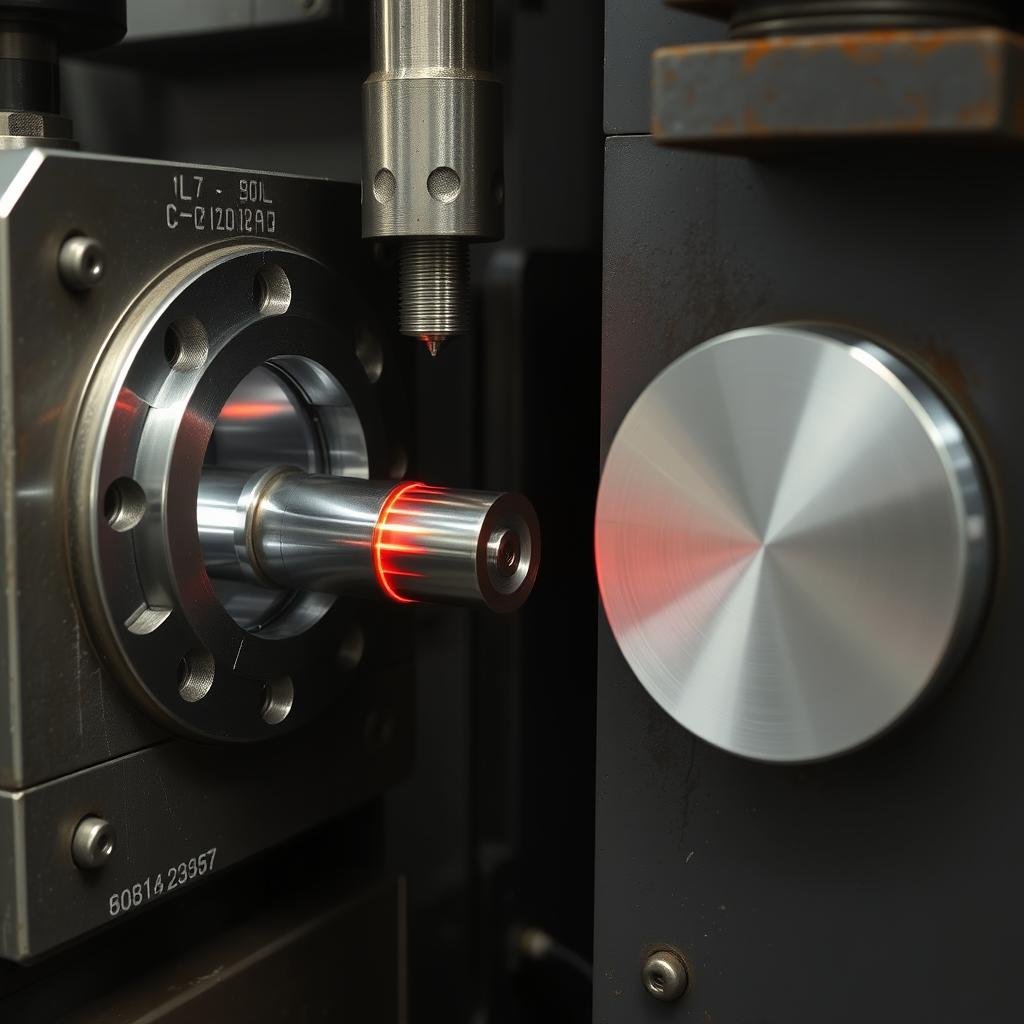 Cold forging process showing room temperature metal being precisely formed with high-pressure equipment