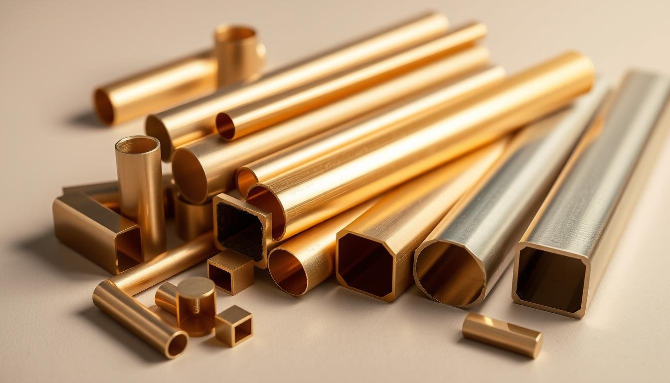 Collection of finished brass extrusion products manufactured by MAIKONG