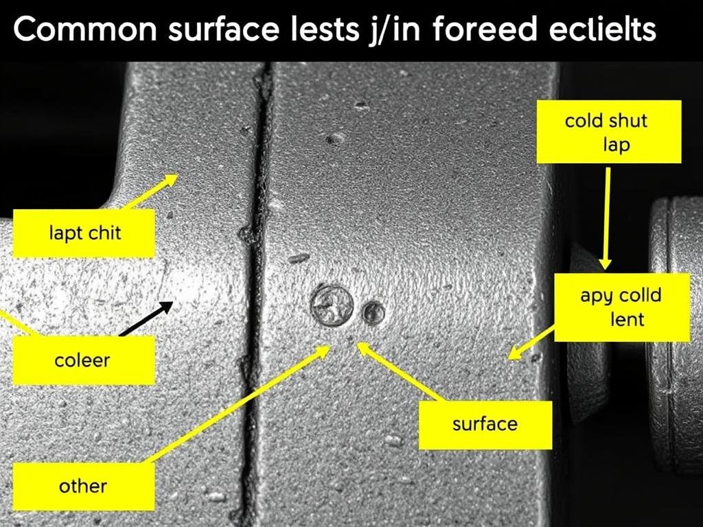 Common surface defects in forged components with identification markers