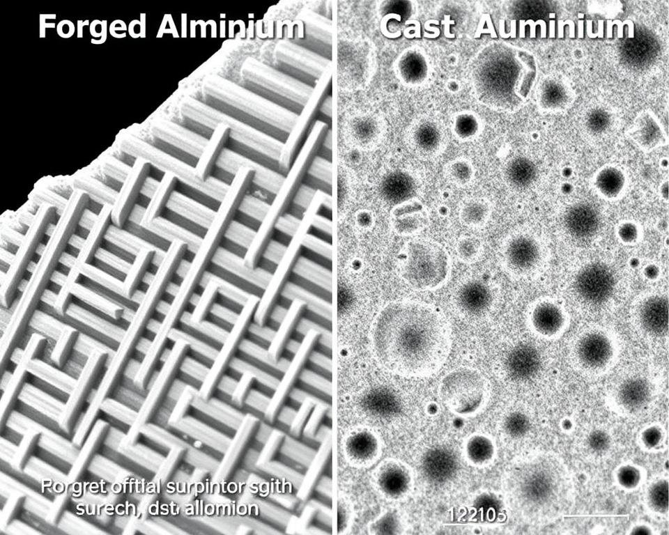 Comparison of MAIKONG forged aluminum vs cast aluminum showing grain structure differences