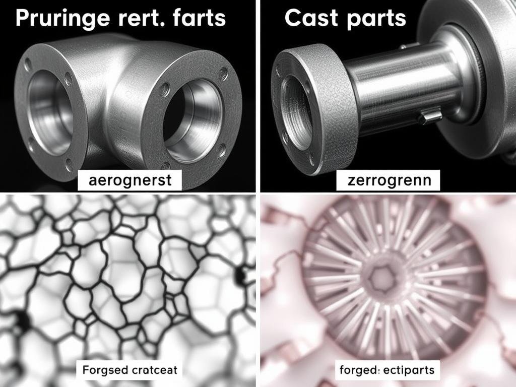 Comparison of aluminum forged parts showing grain structure advantages Comparison of aluminum forged parts showing grain structure advantages