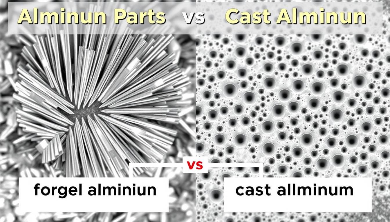 Comparison of aluminum forged parts showing superior grain structure compared to cast parts