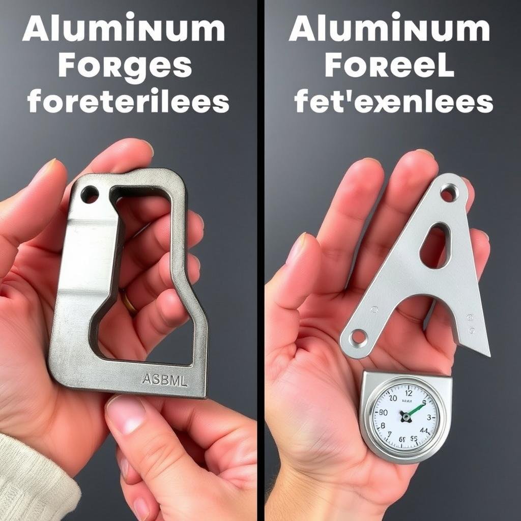 Comparison of aluminum forged parts with steel alternatives showing weight difference Comparison of aluminum forged parts with steel alternatives showing weight difference