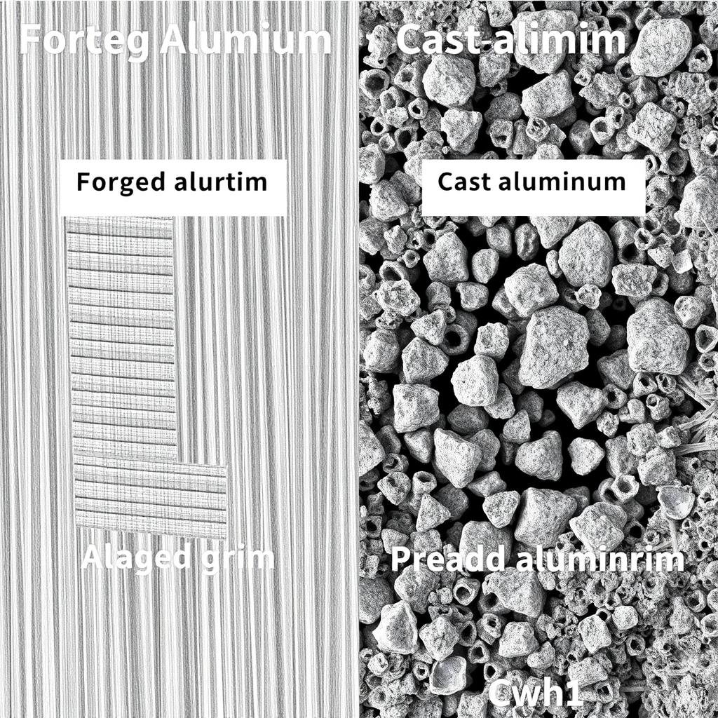 Comparison of aluminum forged vs cast microstructure showing grain alignment Comparison of aluminum forged vs cast microstructure showing grain alignment