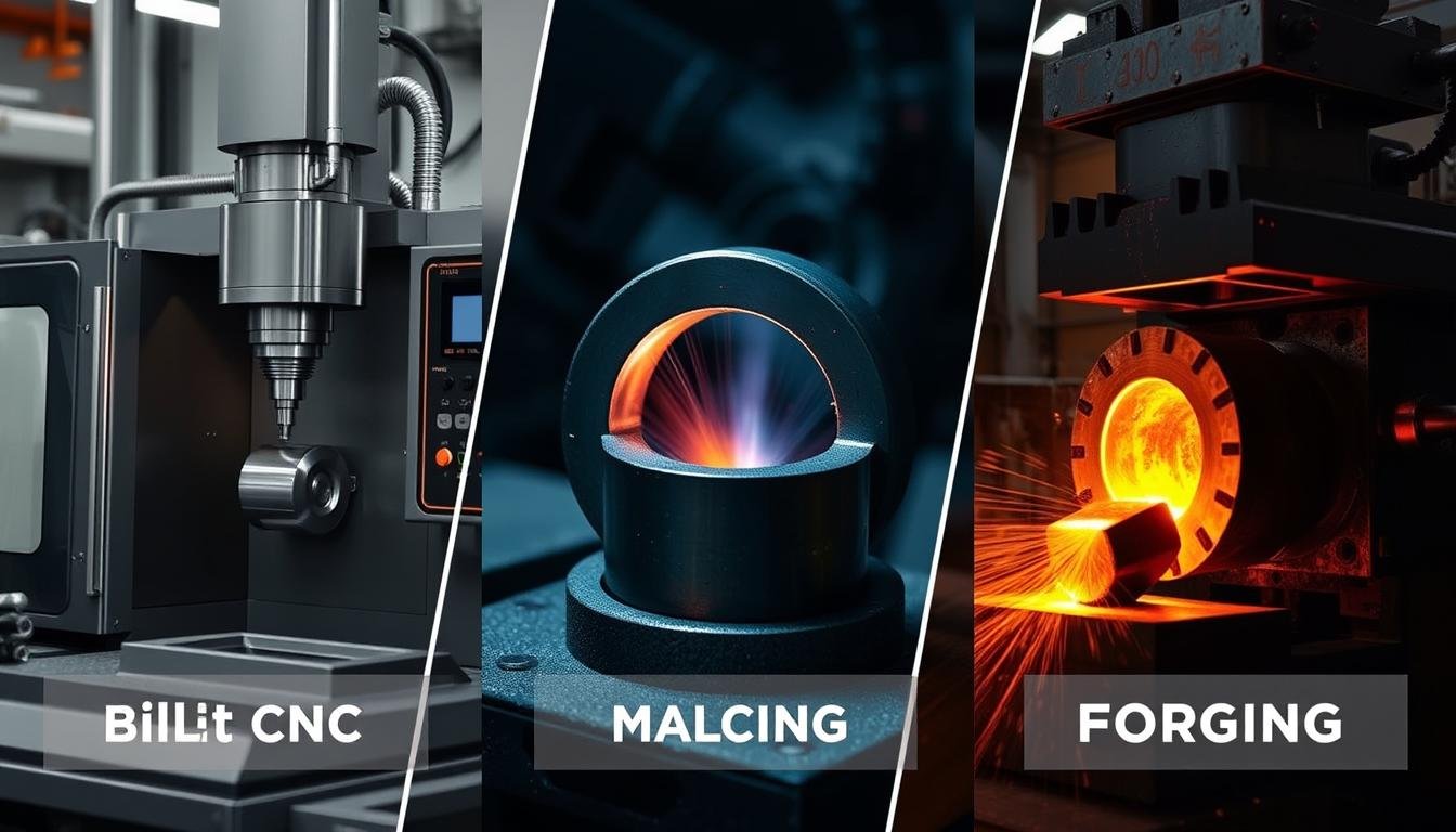 Comparison of billet machining, casting, and forging processes