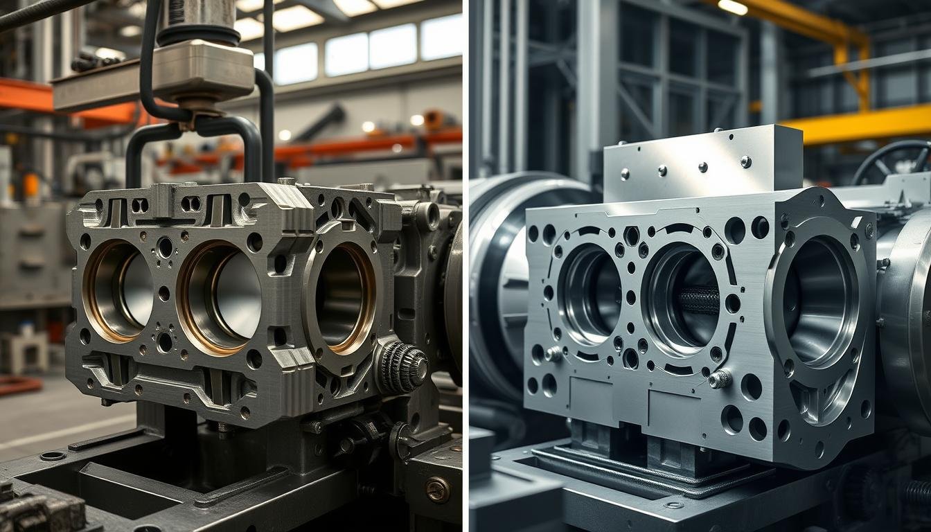 Comparison of forged aluminum engine block vs machined manufacturing processes