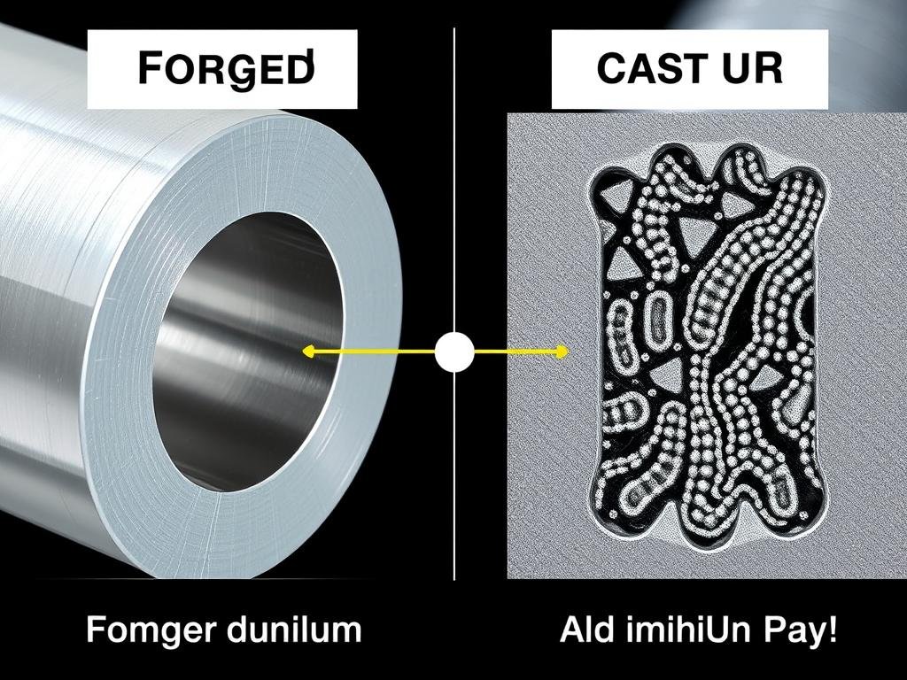 Comparison of forged aluminum parts showing grain structure alignment