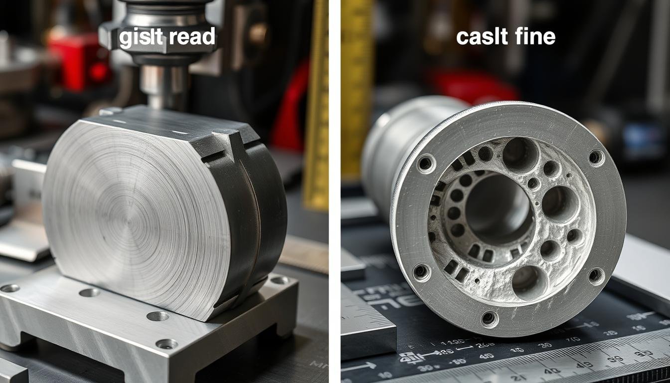 Comparison of forged vs cast aluminum components showing grain structure differences