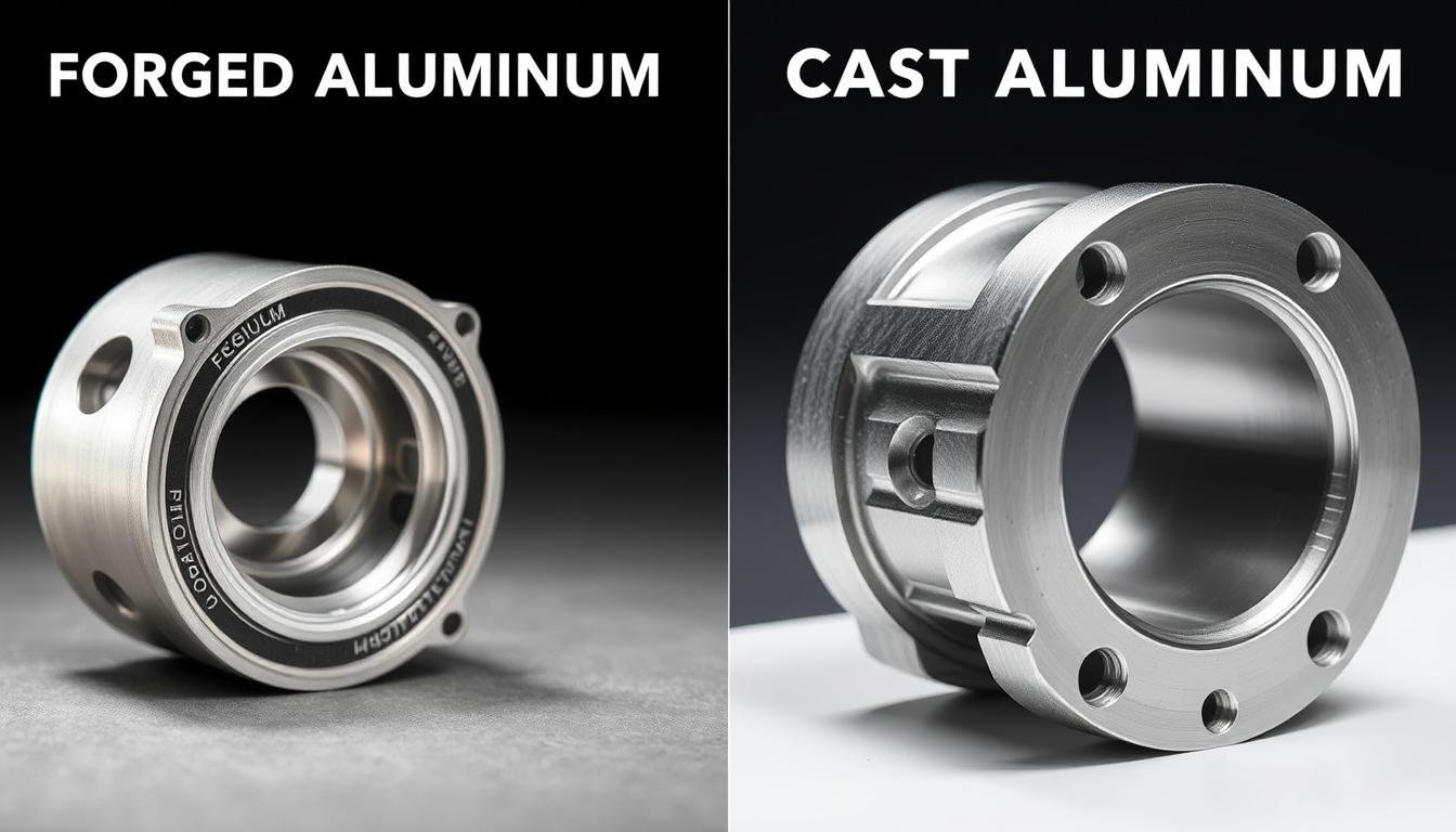 Comparison of forged vs cast aluminum components showing structural differences