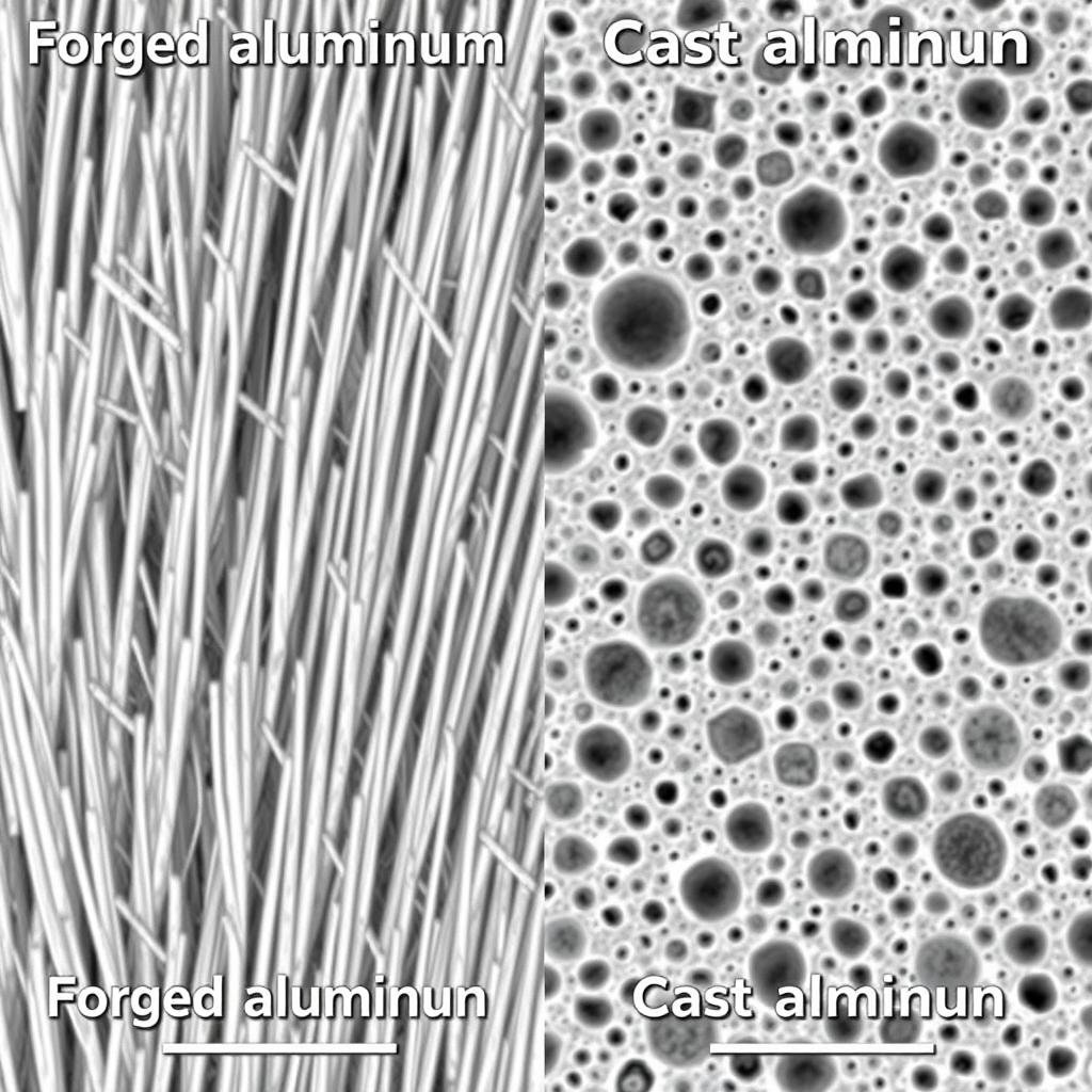 Comparison of forged vs cast aluminum microstructure showing superior grain structure in forged components