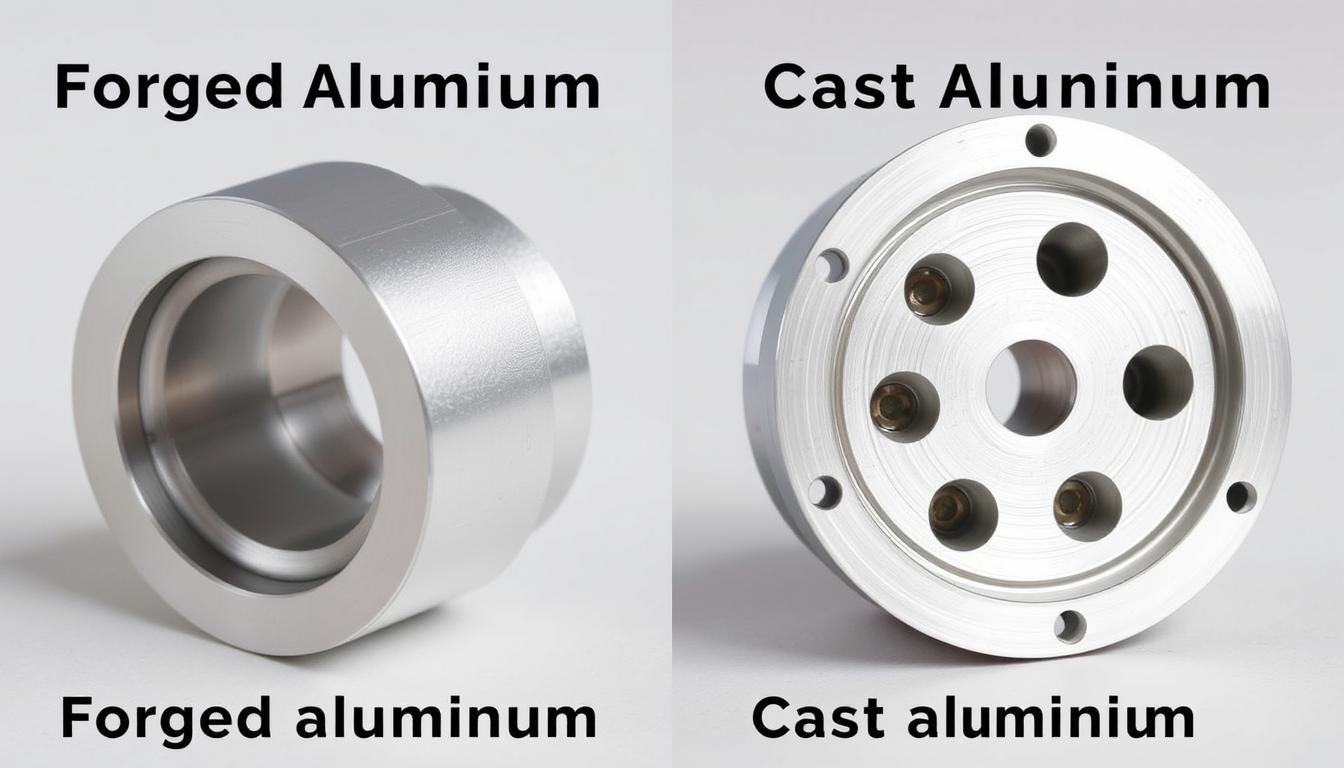 Comparison of forged vs cast aluminum parts showing structural differences Comparison of forged vs cast aluminum parts showing structural differences