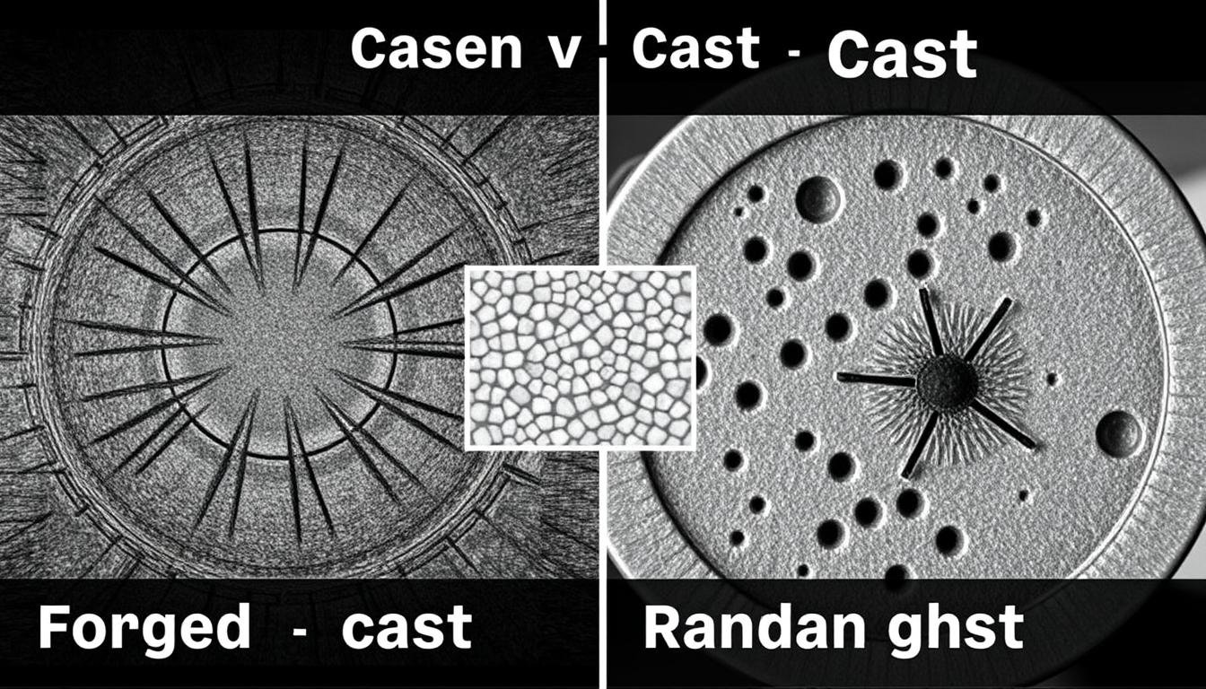 Comparison of forged vs cast metal components showing grain structure differences