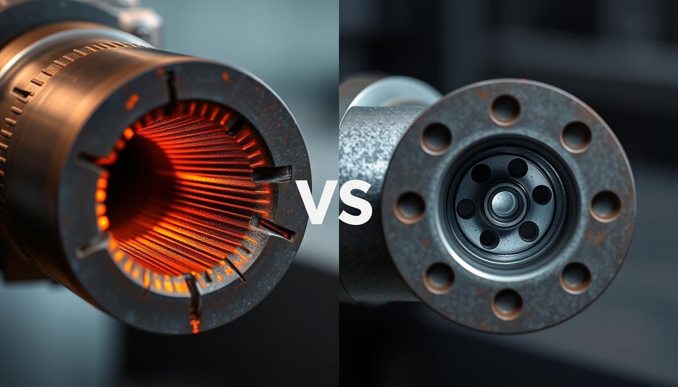 Comparison of forged vs cast metal parts showing structural differences