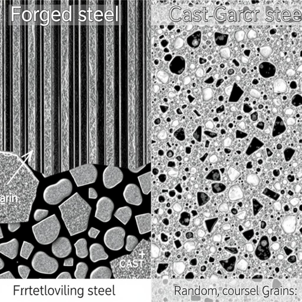 Comparison of grain structure in forged vs cast steel
