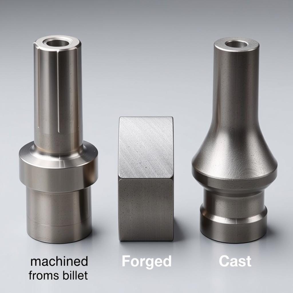 Comparison of machined, forged, and cast metal parts