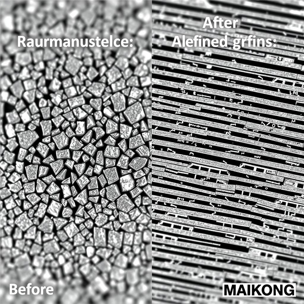 Comparison of metal microstructure before and after forging