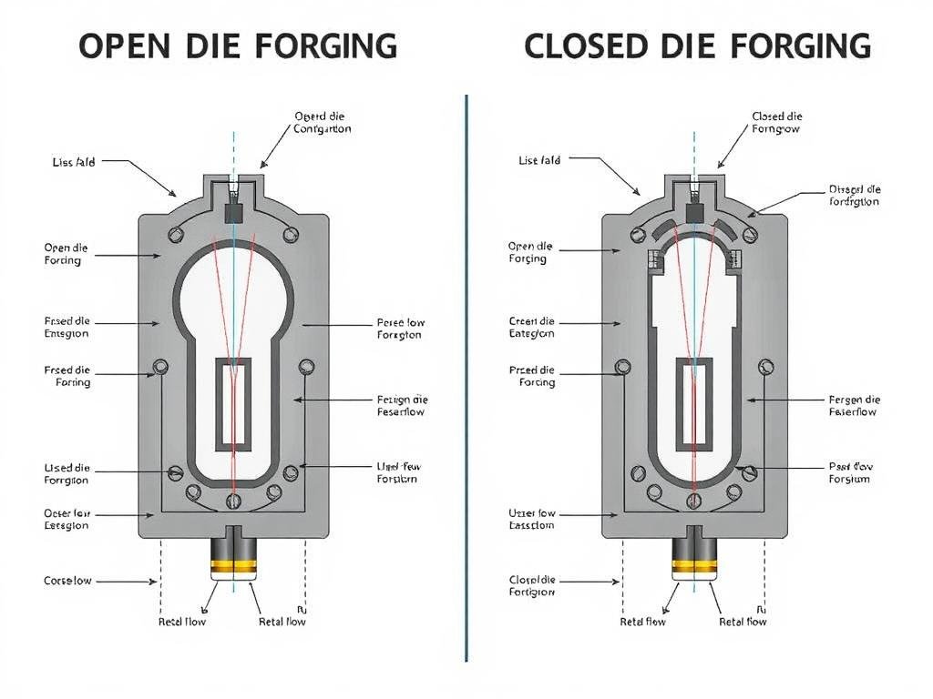 Comparison of open die and closed die steel forging processes