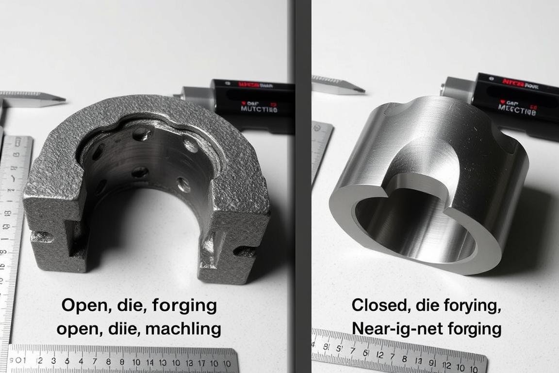 Comparison of parts made with open-die vs closed-die forging