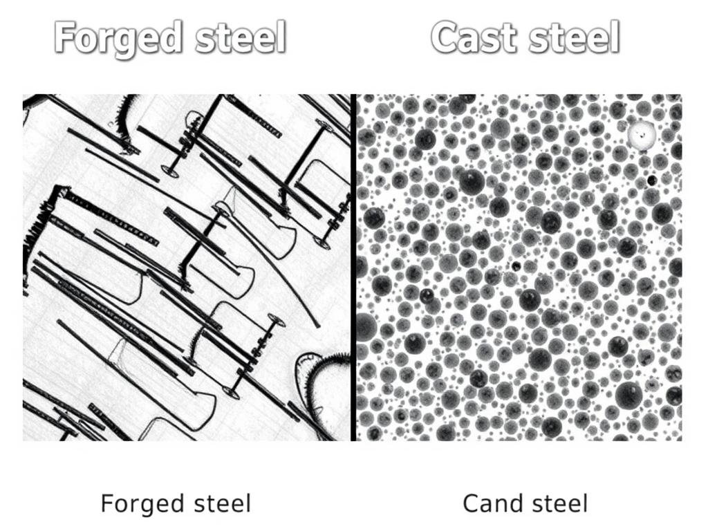 Comparison of steel forging grain structure versus cast metal