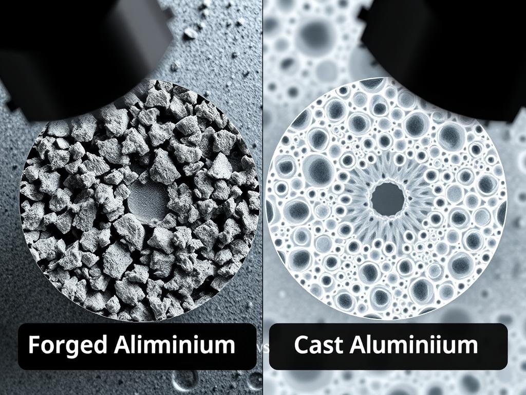 Comparison showing Benefits of Forged Aluminum versus cast aluminum microstructure