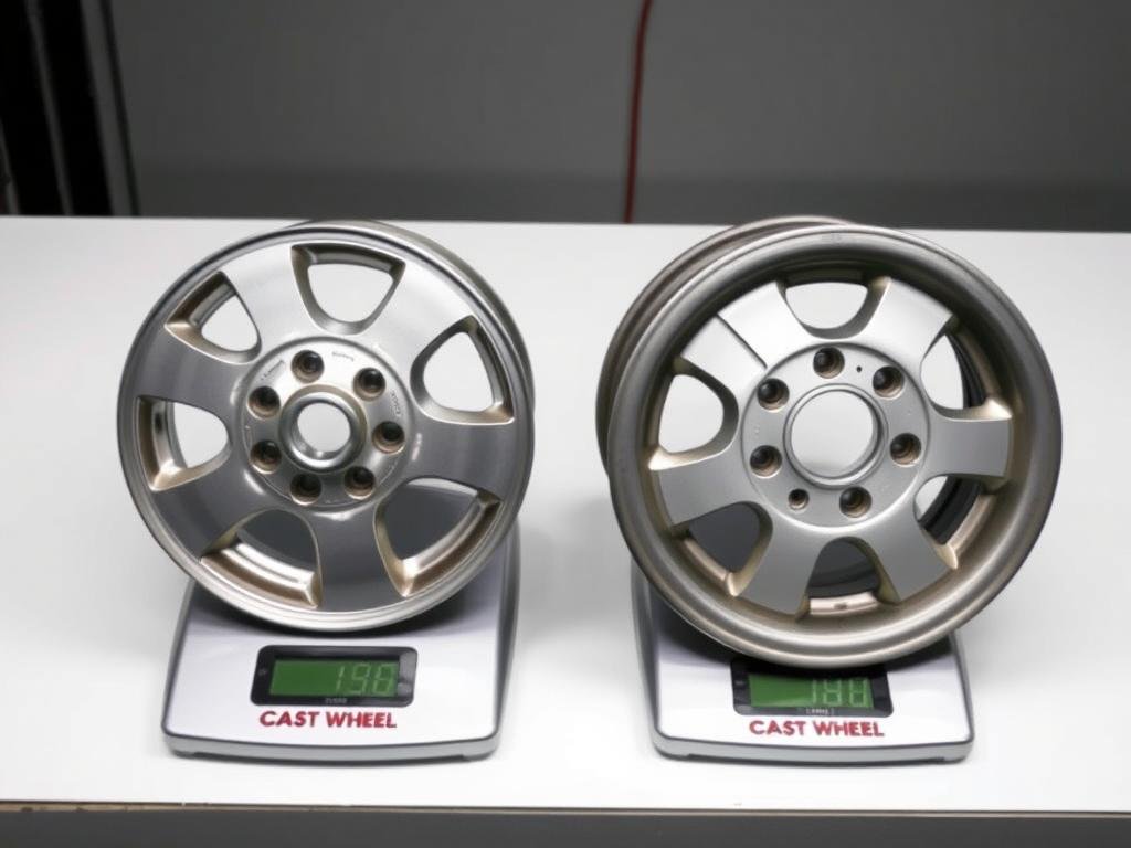 Comparison showing the lightweight properties of machined forged aluminum center wheel Comparison showing the lightweight properties of machined forged aluminum center wheel