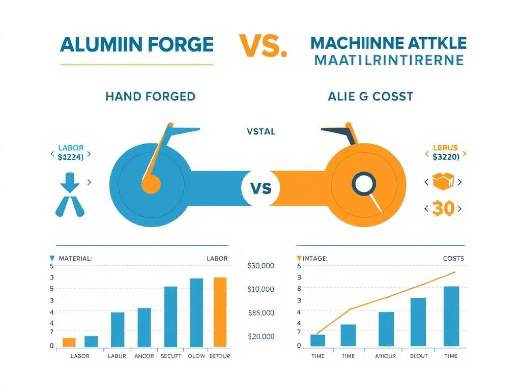 Cost analysis chart comparing aluminum hand forged vs machined vintage manufacturing methods
