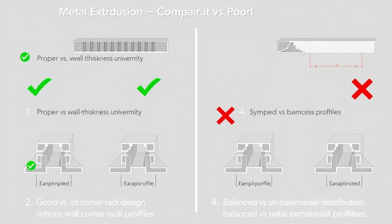 Design guidelines for metal extrusion showing good and poor design examples