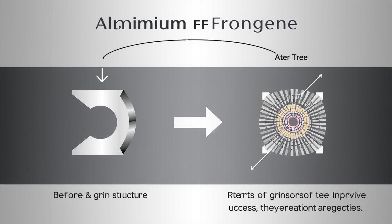 Diagram showing how aluminum forging aligns grain structure for improved strength Diagram showing how aluminum forging aligns grain structure for improved strength