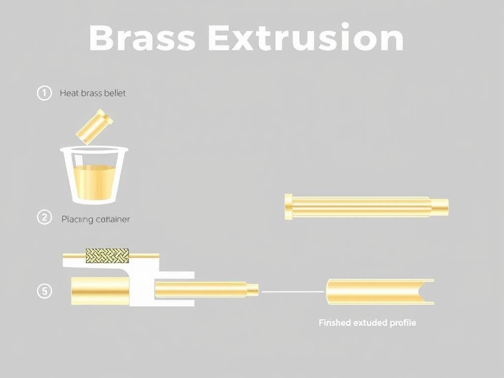 Diagram showing the steps of brass extrusion manufacturing process